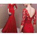 2017 Red Deep V Lace Applique Meerjungfrau Abendkleid Guangzhou